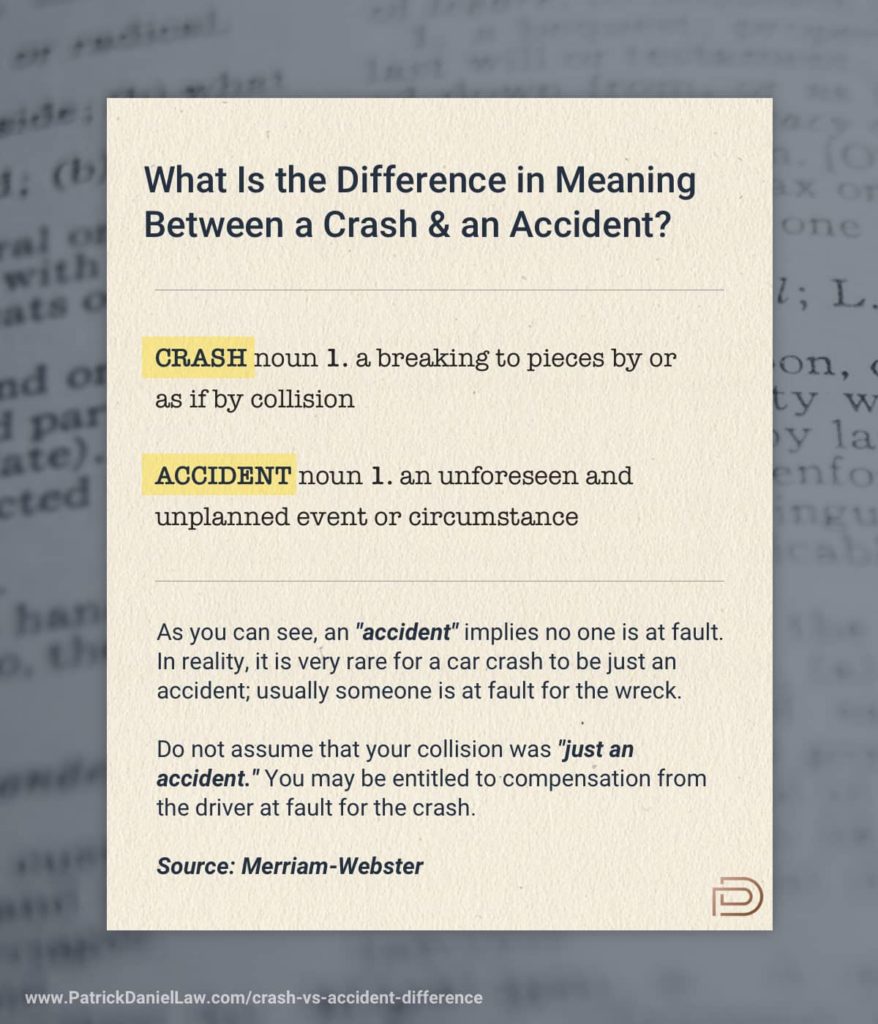 The Difference Between A Crash An Accident 2020 Patrick Daniel 